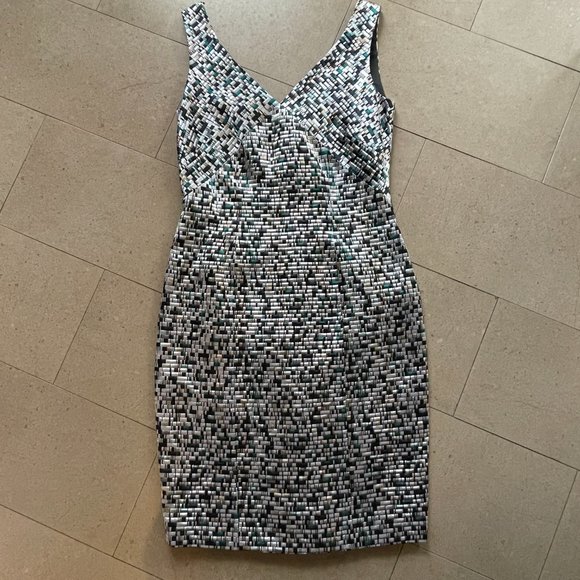 Hugo Boss Distripy Jacquard Ponte Multi-Color Sheath Dress NWOT-Size 4 - Picture 5 of 16
